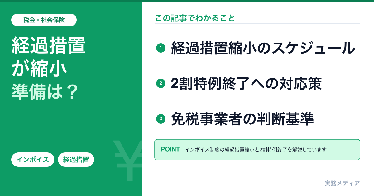 インボイス制度2026年10月改正｜経過措置縮小・2割特例終了の実務対応