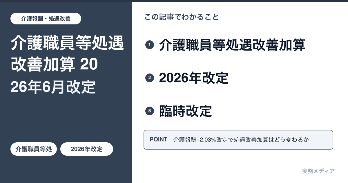 介護職員等処遇改善加算 2026年6月改定｜新区分Iロ・IIロの要件と届出スケジュールを速報解説