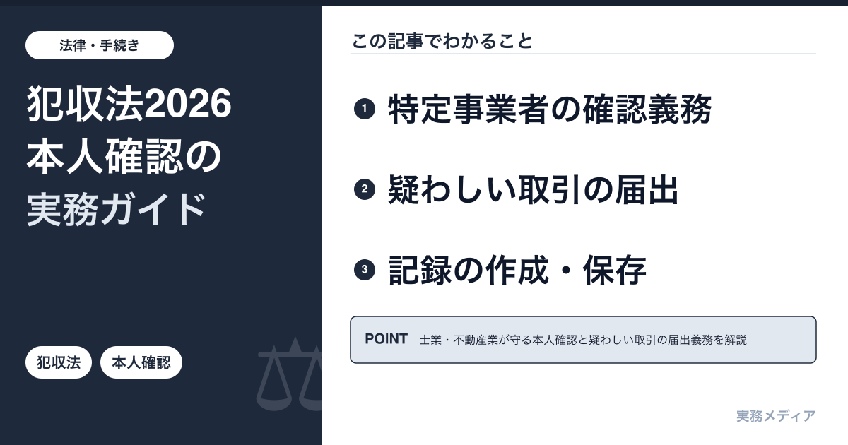 犯罪収益移転防止法2026｜士業・不動産業の本人確認(eKYC)実務ガイド