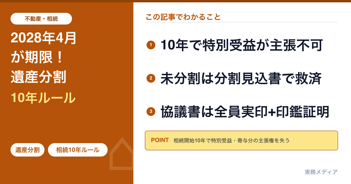 遺産分割協議と不動産相続 実務ガイド2026｜10年ルール・相続登記義務・分割方法の比較