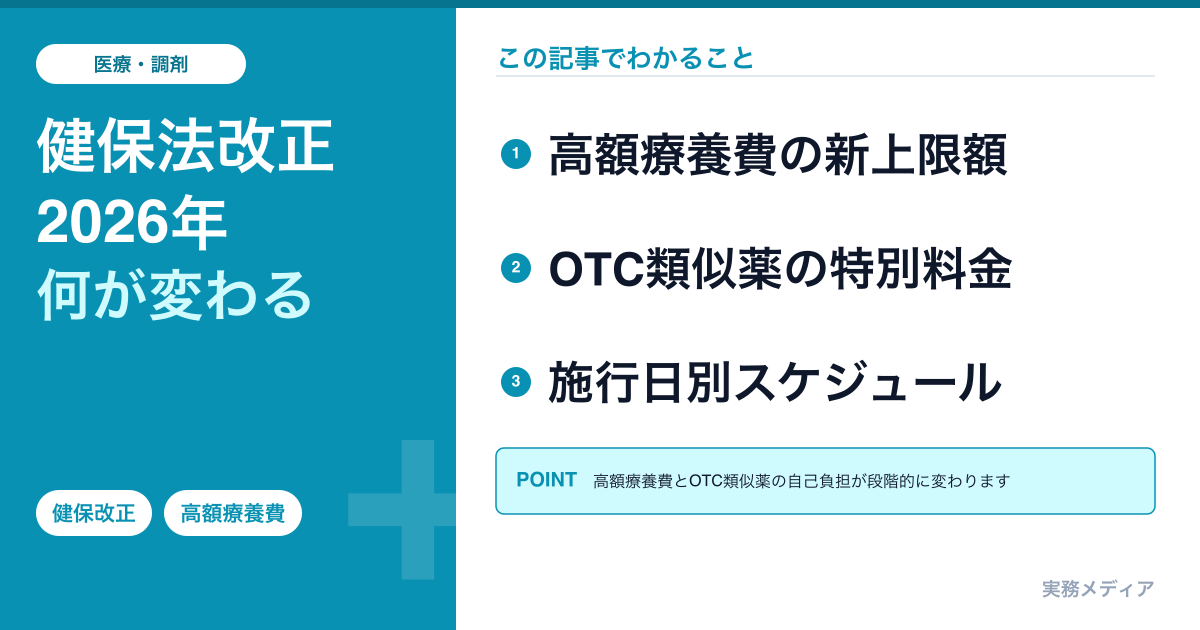 健康保険法等改正2026をわかりやすく解説｜高額療養費・OTC類似薬はいつから変わる？