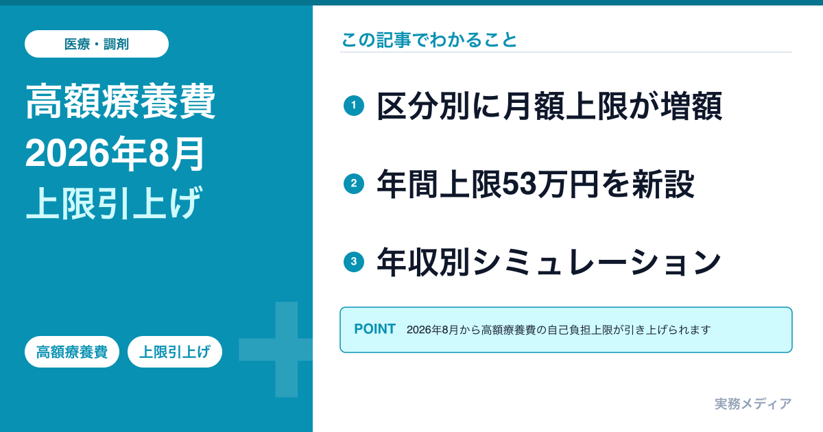 高額療養費制度 2026年8月改正|年収別の自己負担上限はいくら増える?シミュレーション