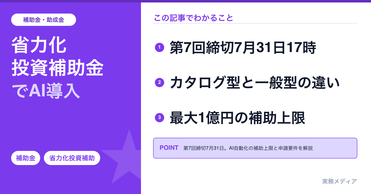 中小企業省力化投資補助金でAI・自動化を導入する完全ガイド|第7回・第8回2026年最新