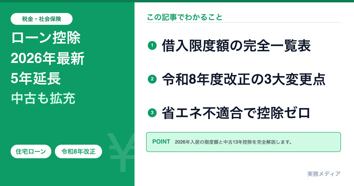住宅ローン控除2026年（令和8年）完全ガイド｜借入限度額・5年延長・中古住宅拡充を最新一覧で解説