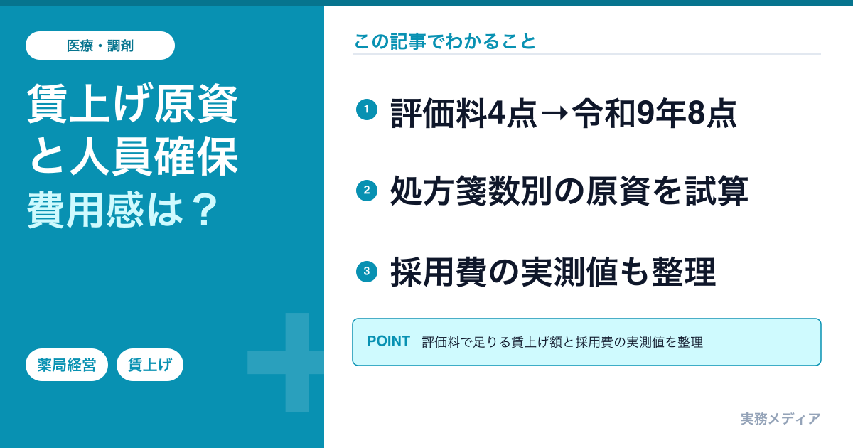 薬局の賃上げ原資と人員確保2026|調剤ベースアップ評価料の使い道と、採用・定着の費用感