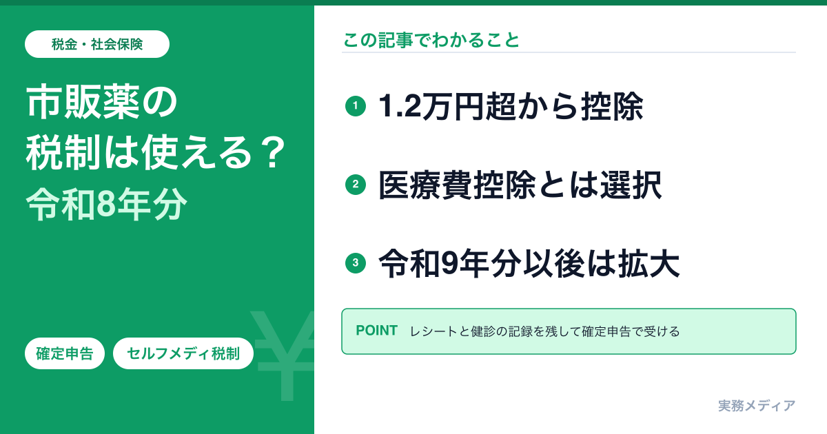セルフメディケーション税制2026|令和8年分と令和9年分以後の違い・医療費控除との選び方
