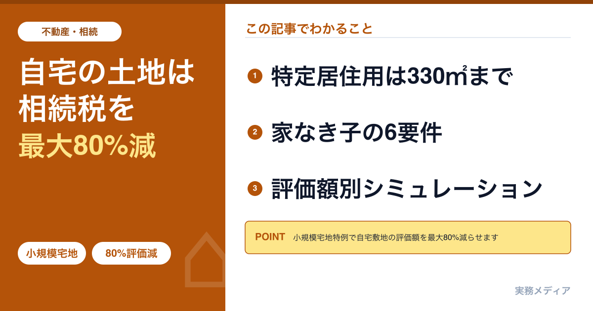 小規模宅地等の特例 完全実務ガイド|自宅敷地を最大80%減額する要件・計算・申告手順
